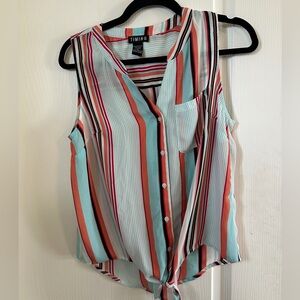 2/$20 Timing Women's Multicolor Striped Blouse